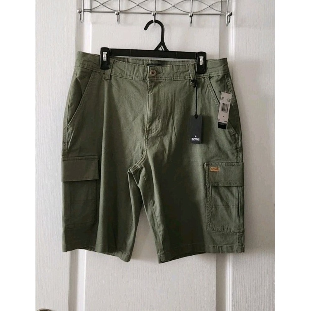 BUFFALO David Bitton‎ Men's Hugheson Shorts Cargo Pockets Stretch Green Size 32